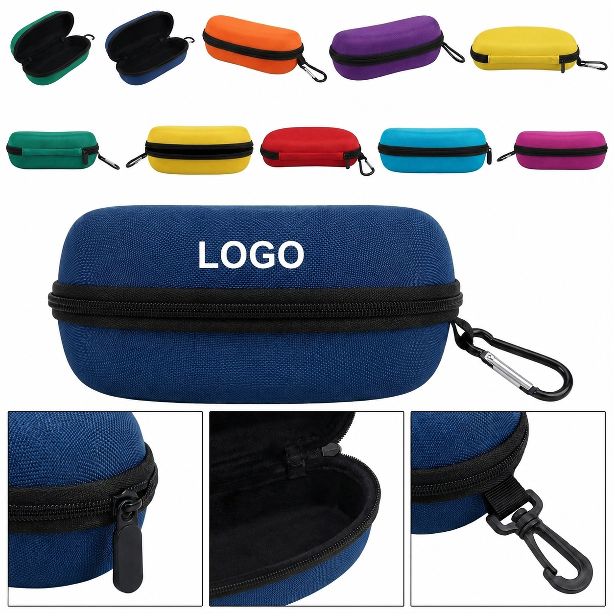 Durable Hard-Shell Eyewear Travel Case with Carabiner Attachment
