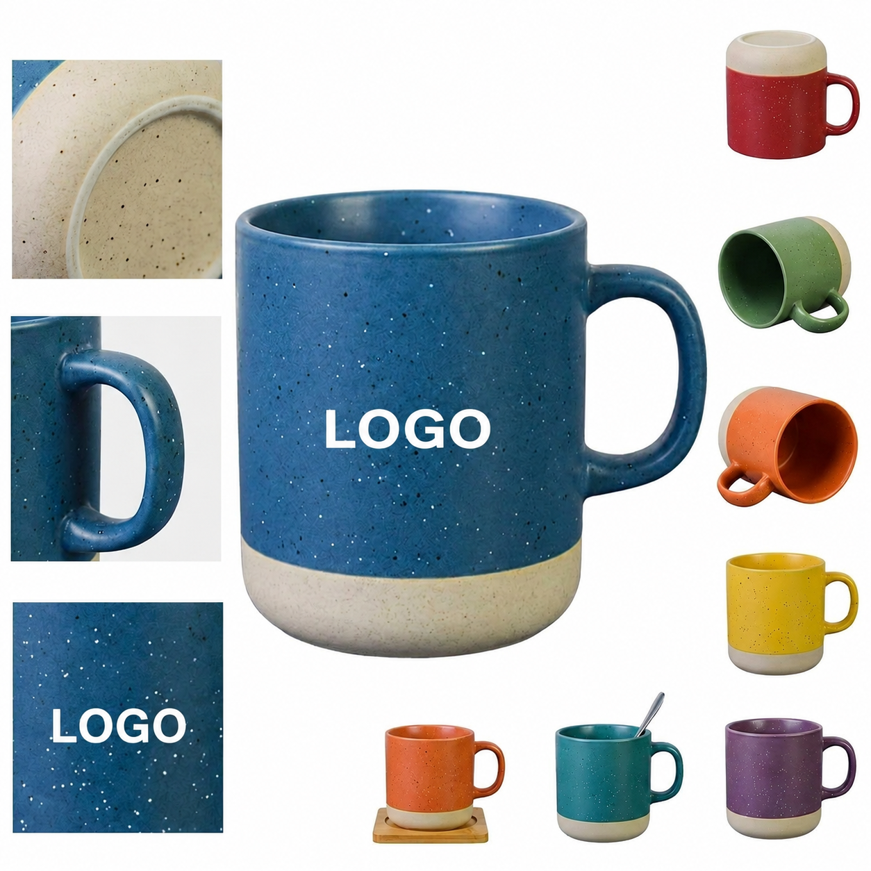 12 oz. Two-Tone Speckled Stoneware Mug with Natural Base