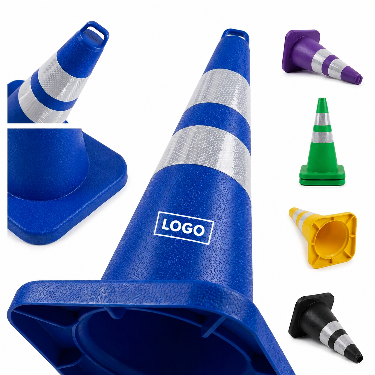Flexible Reflective Safety Cones with Integrated Top Handle