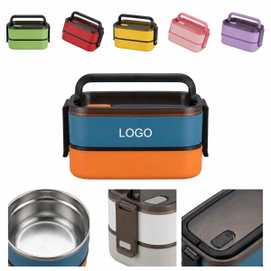 Dual-Layer Stackable Thermal Lunch Container with Stainless Steel Liner