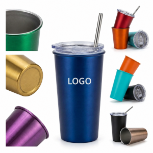 Multi-Color Reusable Aluminum Drinkware Set - 4 Pieces