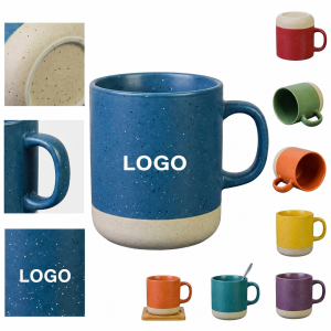 12 oz. Two-Tone Speckled Stoneware Mug with Natural Base