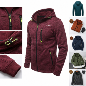 Men's Full-Zip Heathered Fleece Hoodie with Contrast Zipper Accents